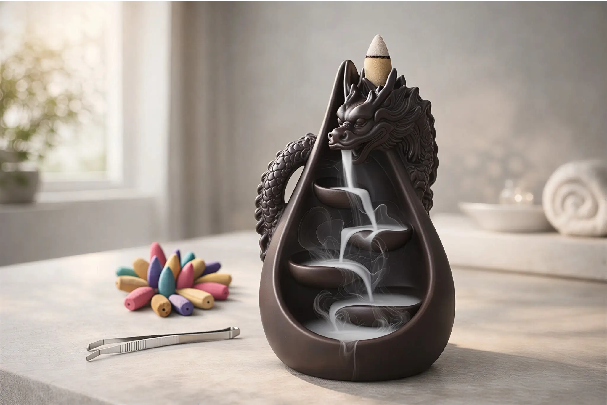 Transform Your Space with the Ceramic Dragon Backflow Incense Burner Set
