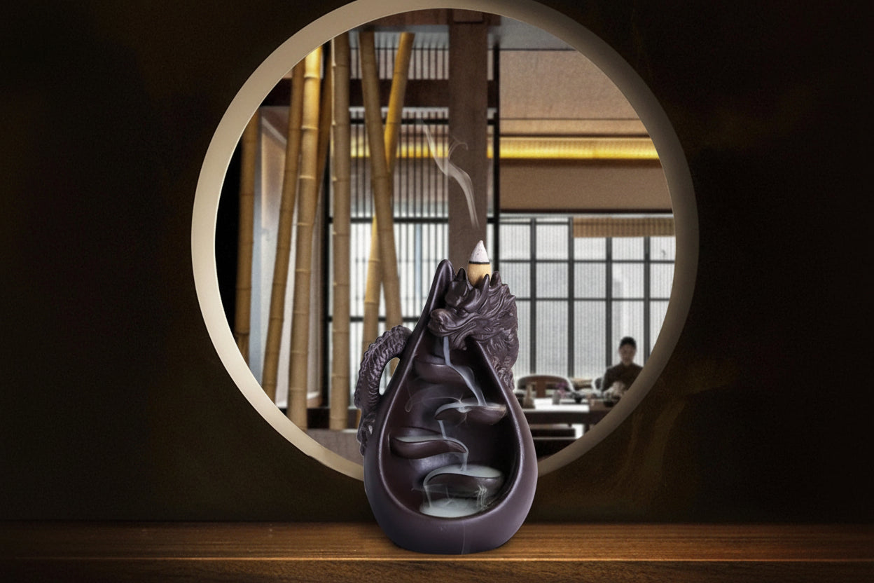 Ceramic Dragon Backflow Incense Burner Set