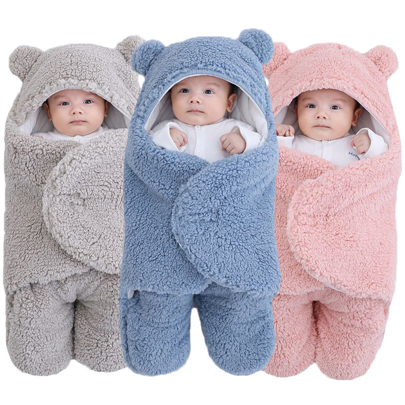 Danolt Newborn Essentials Swaddle Blankets in grey, blue, and pink for newborns, designed for comfort and warmth.