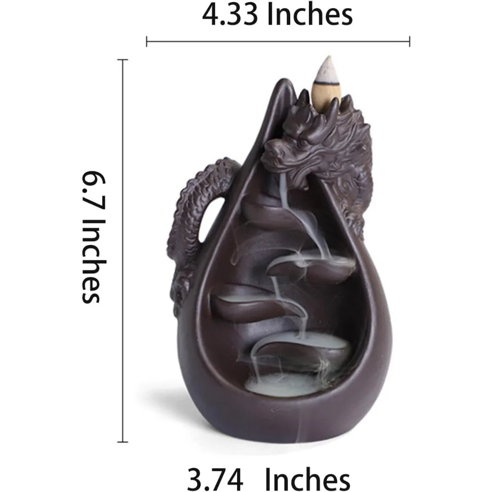 Ceramic Dragon Backflow Incense Burner Set